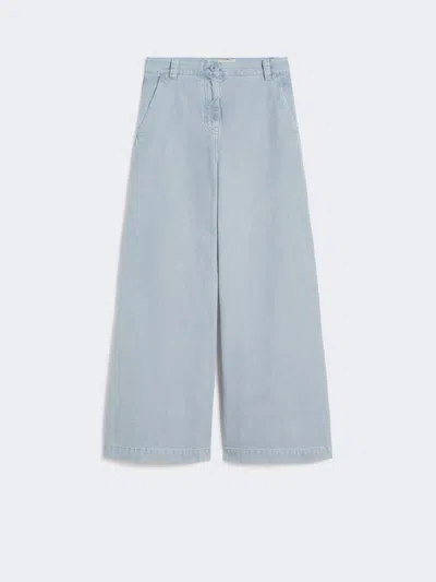 Max Mara Cotton Canvas Wide-leg Trousers In Blue