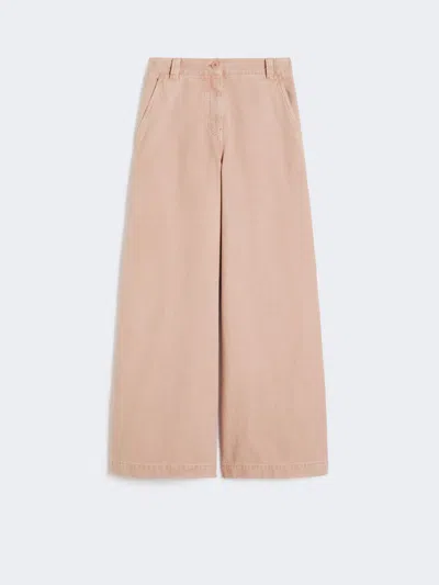 Max Mara Cotton Canvas Wide-leg Trousers In Pink