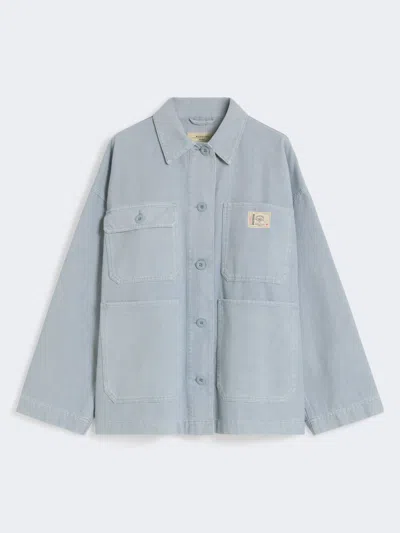 Max Mara Cotton Canvas Workwear Jacket In Blue