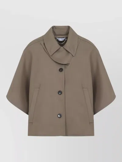 Max Mara Paggio Cape Trench Coat Collared Sleeves In Brown