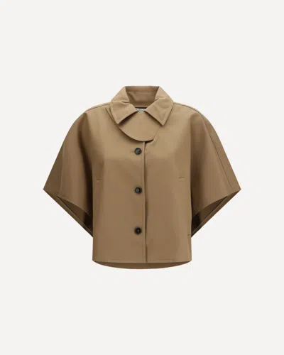 Max Mara Cotton Cape In Brown