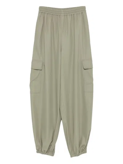Max Mara Cotton Cargo Trousers In Green