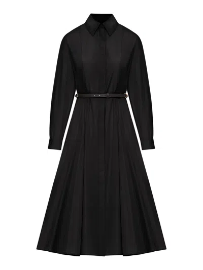 Max Mara Cotton Chemisier Dress In Black