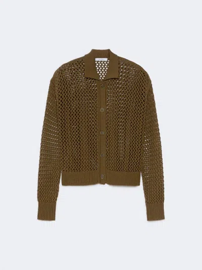 Max Mara Cotton Cord Film Cardigan In Brown