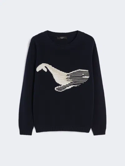 Max Mara Cotton Cordonnet Sweater In Blue