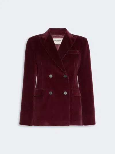 Max Mara Cotton Corduroy Velvet Blazer In Bordeaux