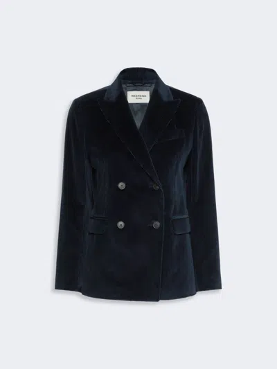 Max Mara Cotton Corduroy Velvet Blazer In Navy