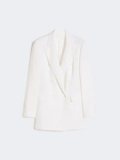 Max Mara Cotton Crepe Canvas Blazer In White