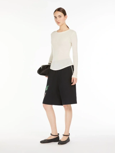 Max Mara Cotton Crepe Jersey T-shirt In Ivory