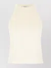 Max Mara Cotton Crew Neck Top With Ribbed Texture In White