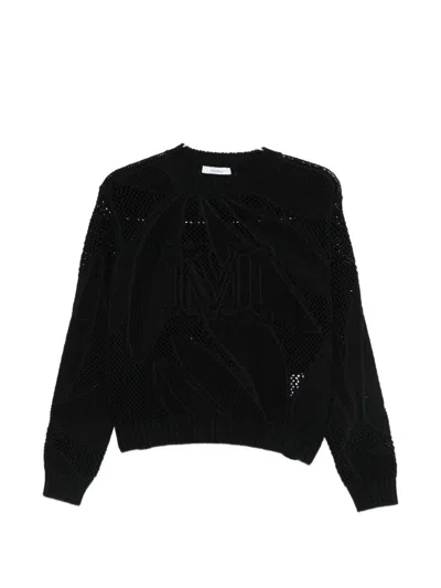 Max Mara Cotton Crewneck Sweater In Black