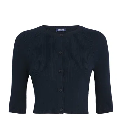 Max Mara Cotton Cropped Cardigan In Blue