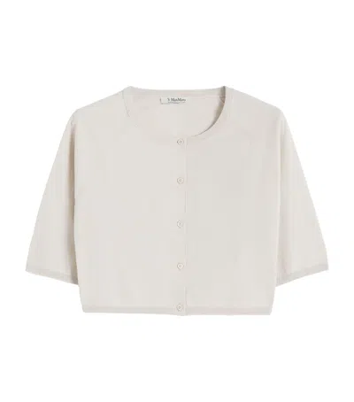 Max Mara Cotton Cropped Cardigan In White