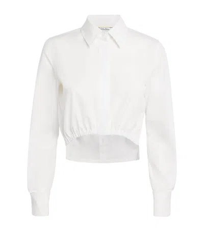 Max Mara Cotton Cropped Shirt In White