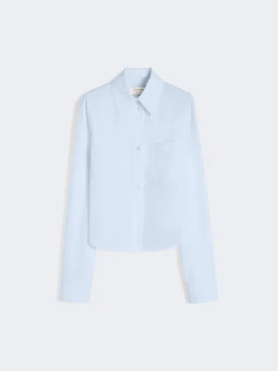 Max Mara Cotton Cropped Shirt With Pleated Back In Blue