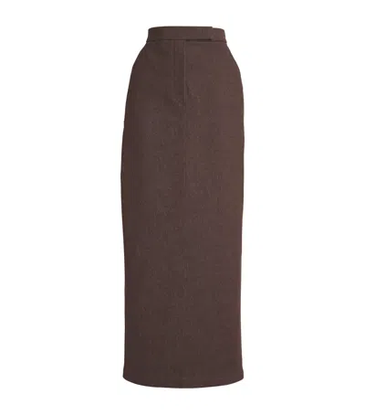 Max Mara Cotton Demi-effect Maxi Skirt In Brown