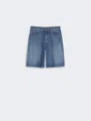 Max Mara Cotton Denim Bermuda Shorts In Blue