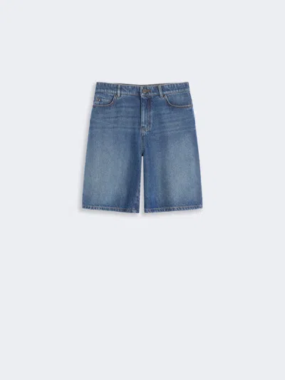 Max Mara Cotton Denim Bermuda Shorts In Blue