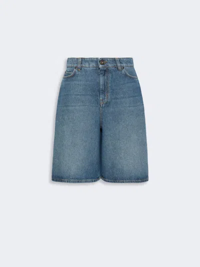 Max Mara Cotton Denim Bermuda Shorts In Blue