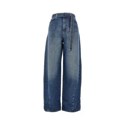 Max Mara Cotton Denim Oversized Jeans In Blue