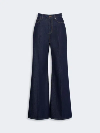 Max Mara Cotton Denim Palazzo Jeans In Navy