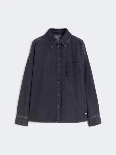 Max Mara Cotton Denim Shirt In Black
