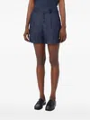 Max Mara Washed Pure Cotton Denim Shorts High-waist Pleated Back With Removable Jewel In Blue