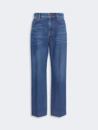 Max Mara Cotton Denim Tapered Jeans In Blue