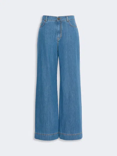 Max Mara Cotton Denim Wide-leg Jeans In Blue