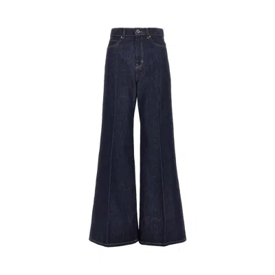 Max Mara Cotton Denim Wide-leg Jeans In Blue