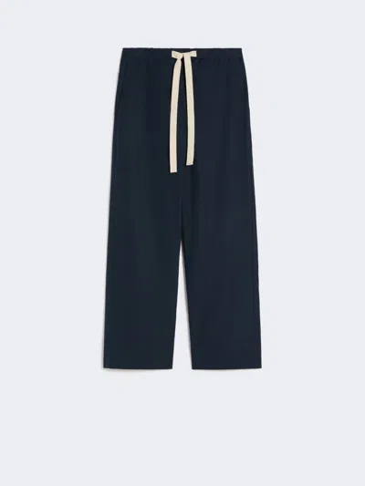 Max Mara Cotton Drawstring Trousers In Blue