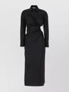 Max Mara Cotton Dress With Cut-out Design And Ruched Detail In Black