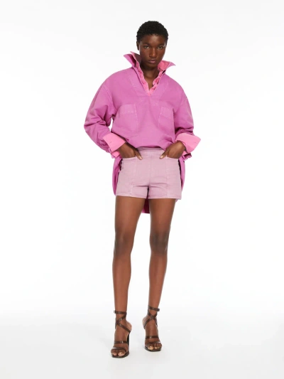 Max Mara Cotton Drill Oversized Blouse In Pink