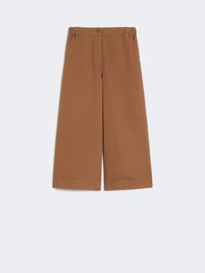Max Mara Cotton Drill Trousers In Brown