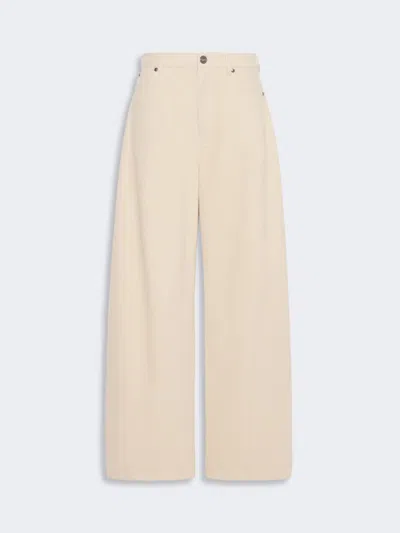 Max Mara Cotton Drill Trousers In Ivory