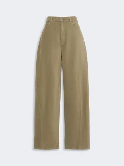 Max Mara Cotton Drill Trousers In Kaki