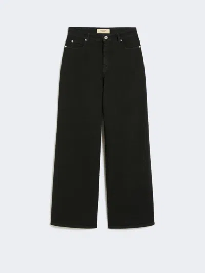 Max Mara Cotton Drill Wide-leg Trousers In Black