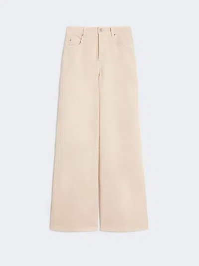 Max Mara Cotton Drill Wide-leg Trousers In Neutral