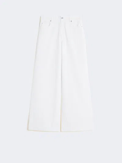 Max Mara Cotton Drill Wide-leg Trousers In White