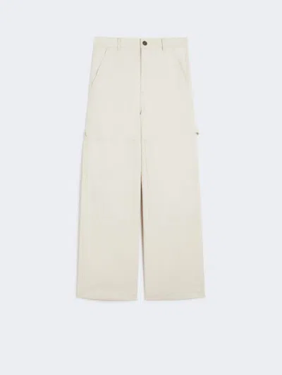 Max Mara Cotton Drill Workwear Trousers In White