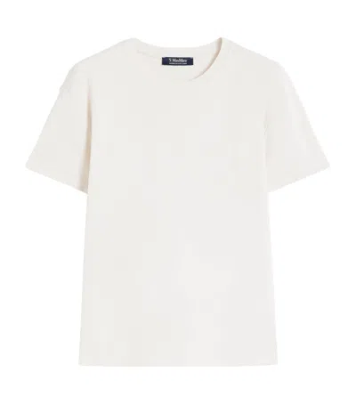 Max Mara Cotton Embroidered Logo T-shirt In White