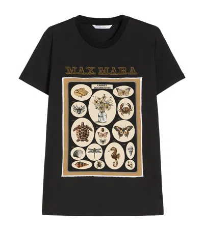 Max Mara Cotton Embroidered T-shirt In Black