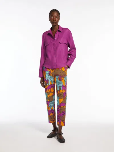 Max Mara Cotton Faille Trousers In Pink