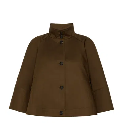 Max Mara Cotton Flared Cape In Brown