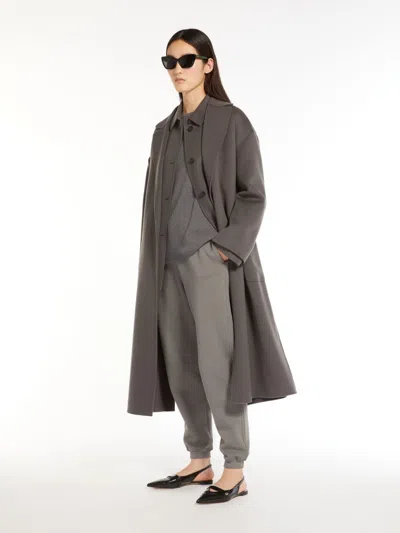 Max Mara Cotton Fleece Trousers In Gray