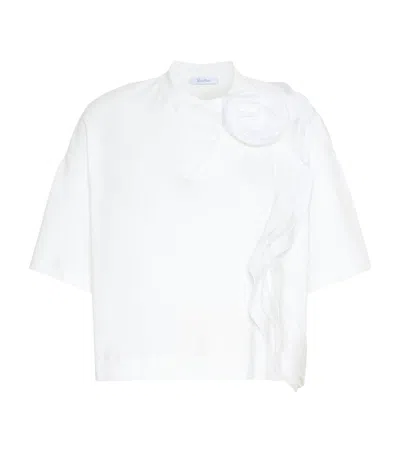 Max Mara Cotton Floral Appliqué T-shirt In White