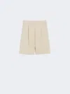 Max Mara Cotton Gabardine Bermuda Shorts In Nude
