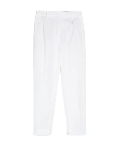 Max Mara Cotton Gabardine Casual Pants In White