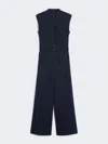 Max Mara Cotton Gabardine Jumpsuit In Blue