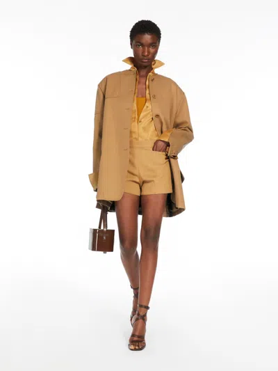 Max Mara Cotton Gabardine Oversized Jacket In Neutral